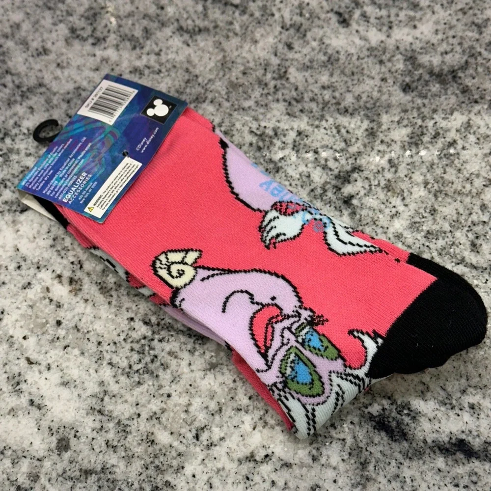Disney Villains Unisex 9-13 Crew Socks Pink Ursula Little Mermaid Sea‎ Witch NWT